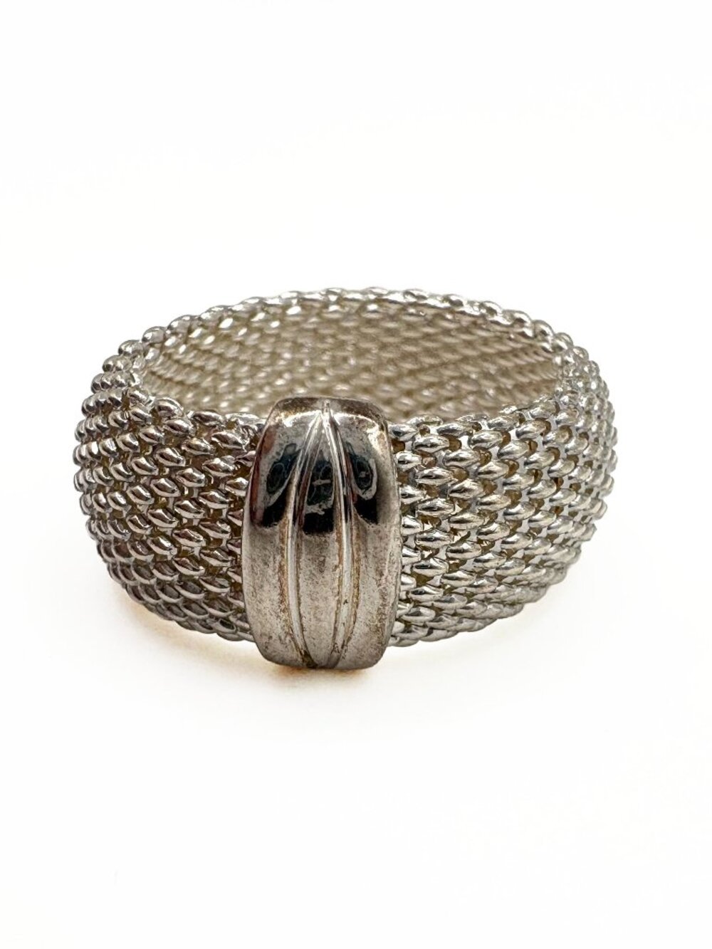 Sterling Silver 925 Mesh Ring Size 7 Signed Italy